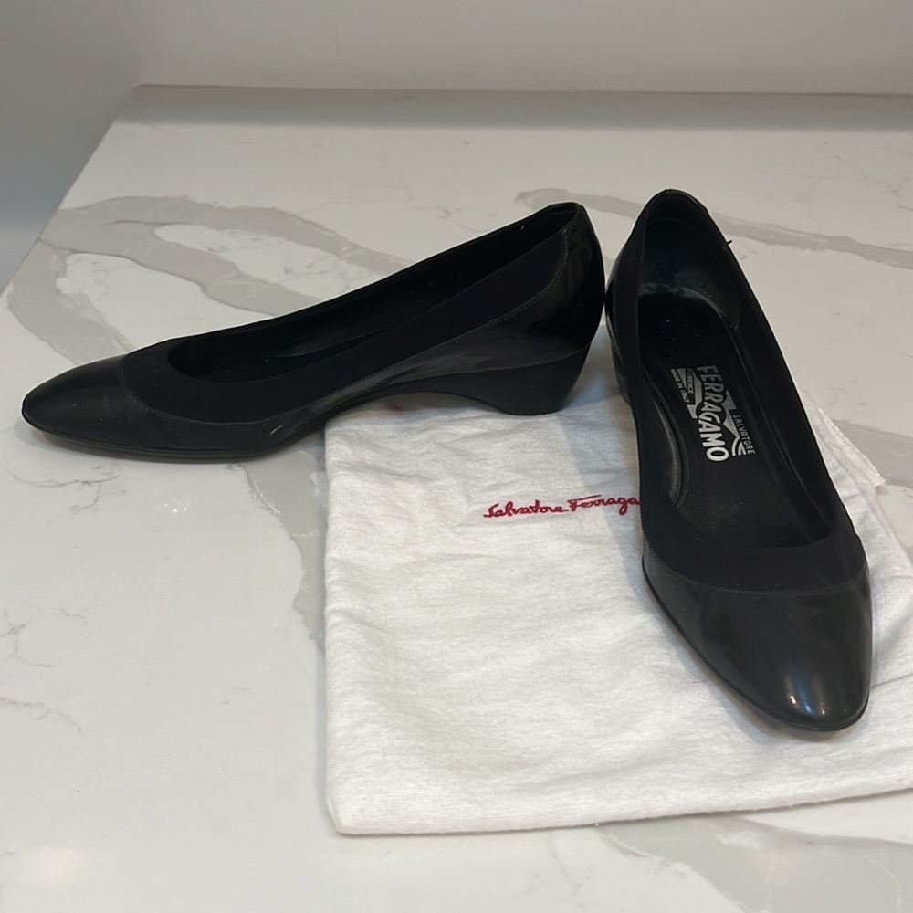 Salvatore Ferragamo Black Patent Leather closed-toe shoe